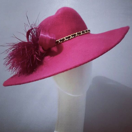 Pink large brimmed hat